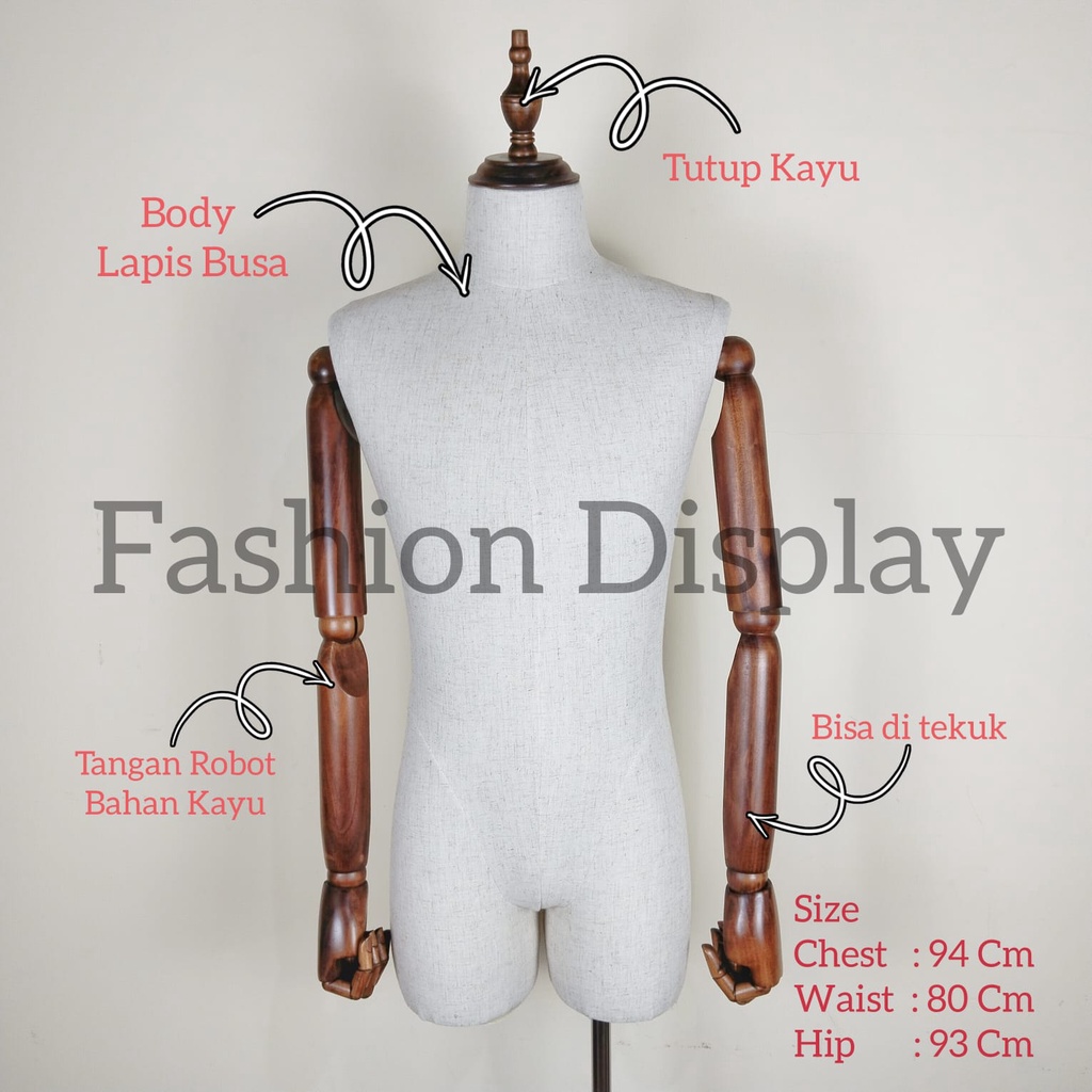 Patung Manekin Cowok Tangan Robot / Manekin DM Cowok Tangan Robot / Manekin Jas Pria (BH)