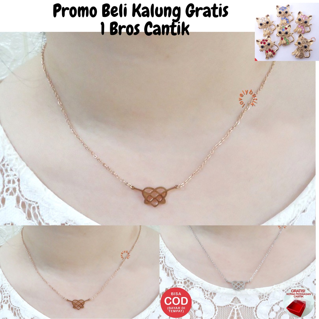 Promo Beli Kalung Berhadiah Bros Imut Cantik +Tempat Perhiasan Lovelybutik Kalung Titanium Anti Karat Andin Kalung Ikatan Cinta Titanium Anti Luntur Kekinian