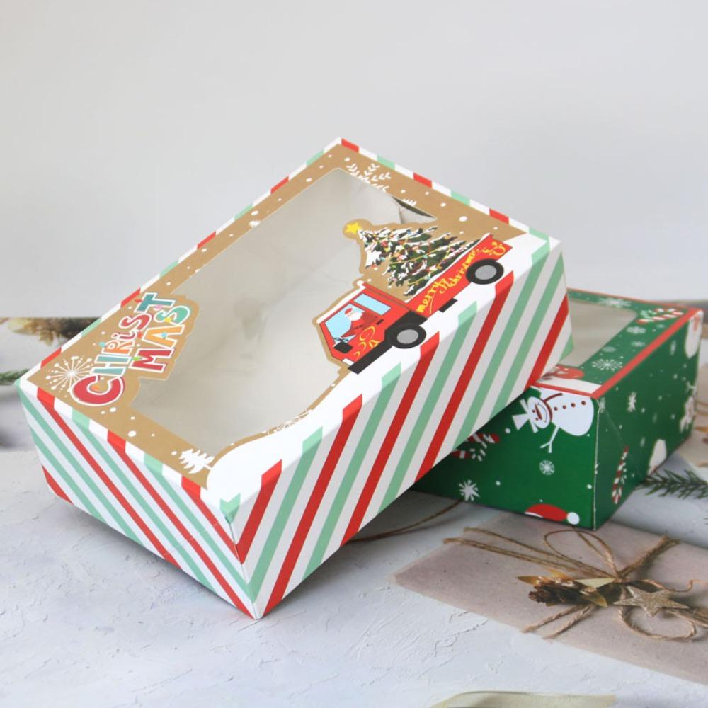 Solighter4 /8 /12PCS Kotak Hadiah Natal Aksesoris Rumah Jendela PVC Merry Christmas Candy Box