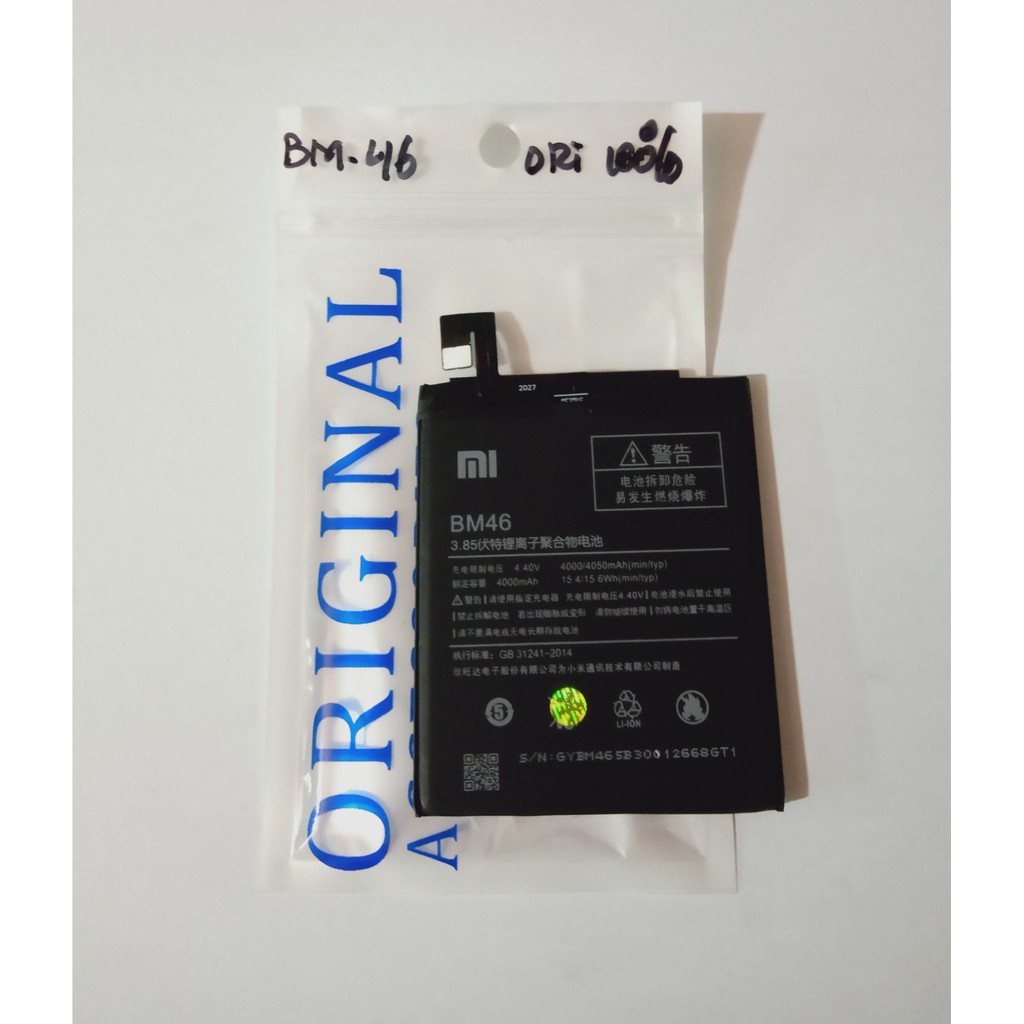 BATERAI BATRE  BATERAI XIAOMI REDMI NOTE 3/NOTE 3 PRO BM46 ORIGINAL 100%