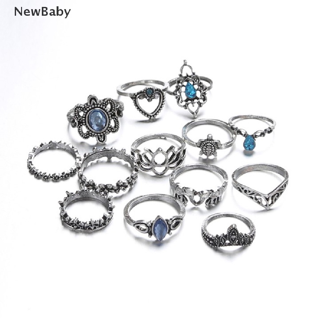 Newbaby 13pcsset Cincin Wanita Aneka Desain Gaya Retrobohobohemian Untuk Pesta