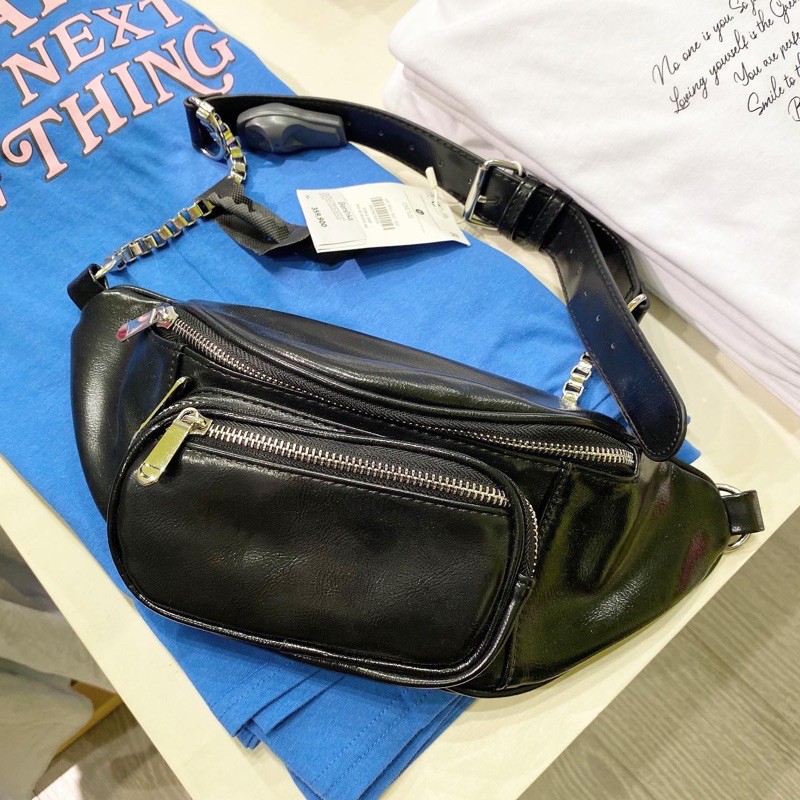 Bershka black chain belt bag / bum bag