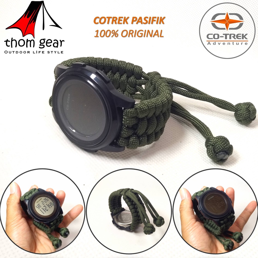 Cotrek Jam Tangan Sport Strap Paracord Survival Seri Pasifik Caco 0068 Outdoor Adventure Tactical Terbaru 2022 Waterproof Water Resistance 30 Meter Digital Dual Time Stopwatch Countdown Timer Backlight Original Ori Thomgear Jakarta Pare Pare