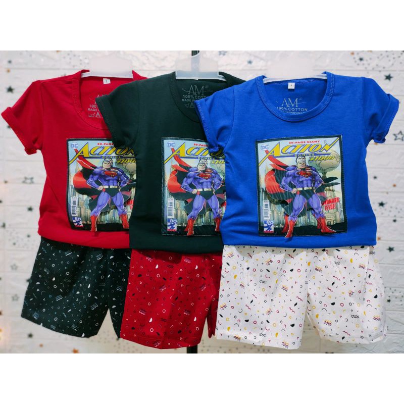 Setelan 3D anak laki-laki &quot;Superman 3D&quot; Size 1-5th bahan Ducati Katun Spandek Premium