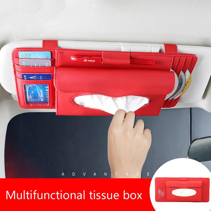 Sun Visor Tas Handuk Kertas Multi Fungsi Kulit Kartu SD Penyimpanan Pemegang Pena Kotak Tisu Mobil Naungan Kotak Kertas Handuk For Honda CITY JAZZ CIVIC HRV CRV BRV Accord Odyssey