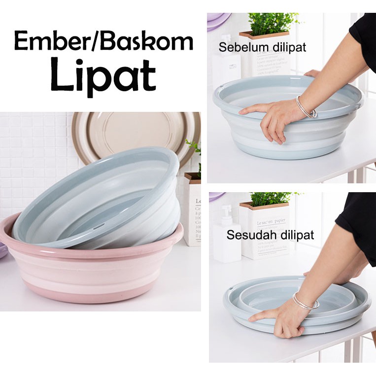 Baskom lipat travel camping folding wash basin ember