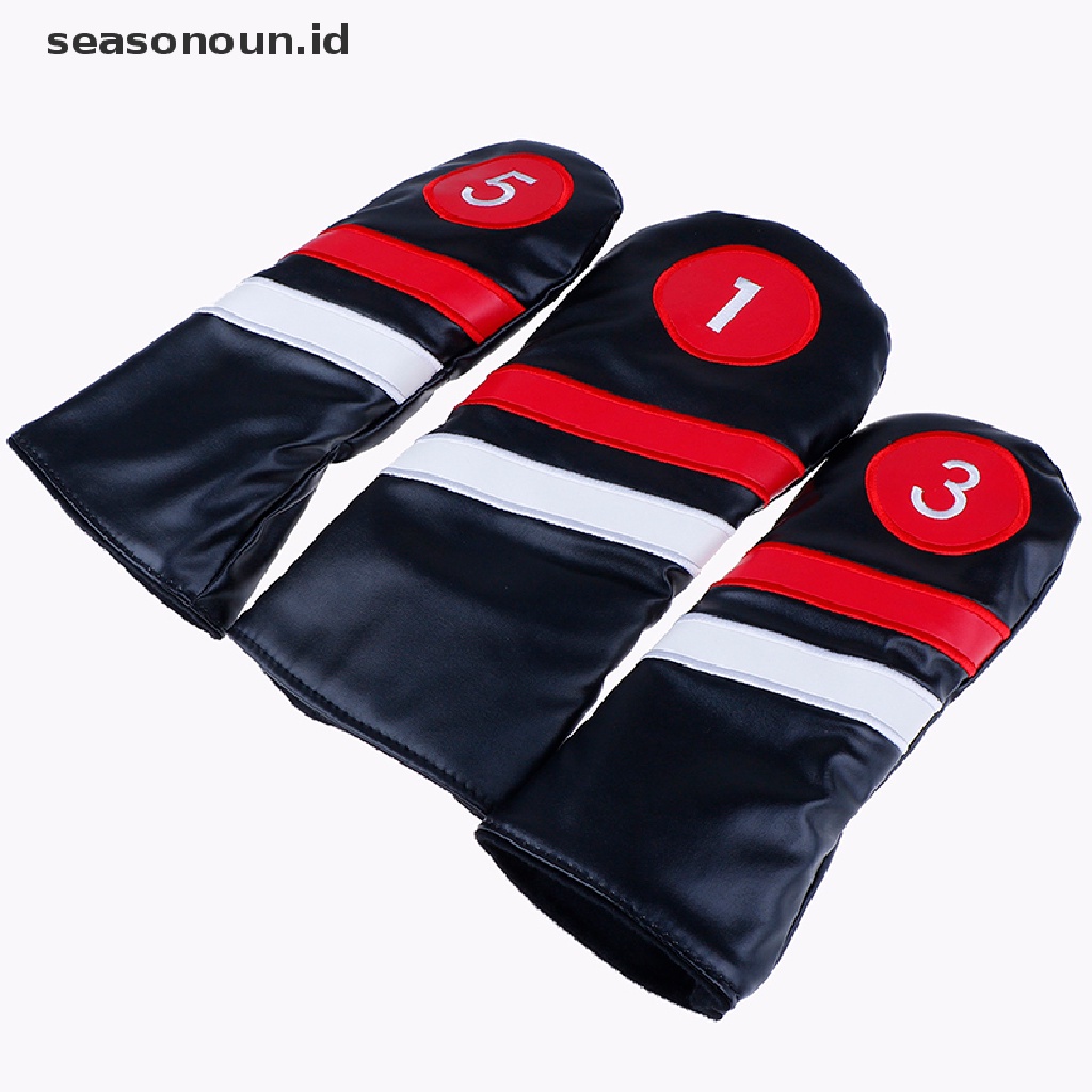 Cover Kepala Tongkat Golf #1 #3 #5 Kepala Penutup Driver / Fairway Rescue / Hybrid Bahan Kulit PU