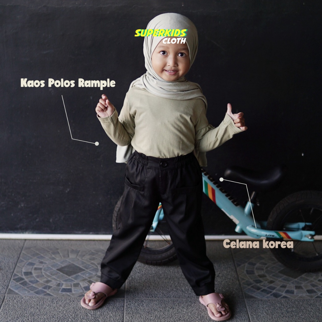 Celana Anak Perempuan Korea Celana Anak Cewek Korea Hitam Terbaru Superkidscloth Panjang 1 - 10 Tahun