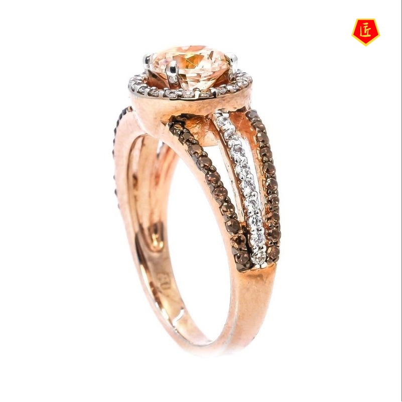 [Ready Stock]Micro-Inlaid Diamond Ring Black Color Rose Gold Temperament