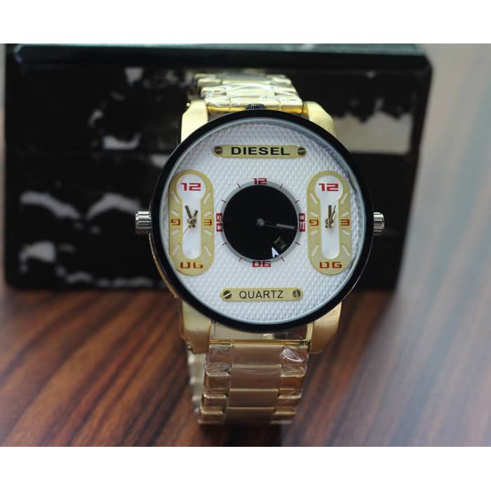Jam Tangan Pria / Cowok Murah Diesel Sk213 Rantai Gold White