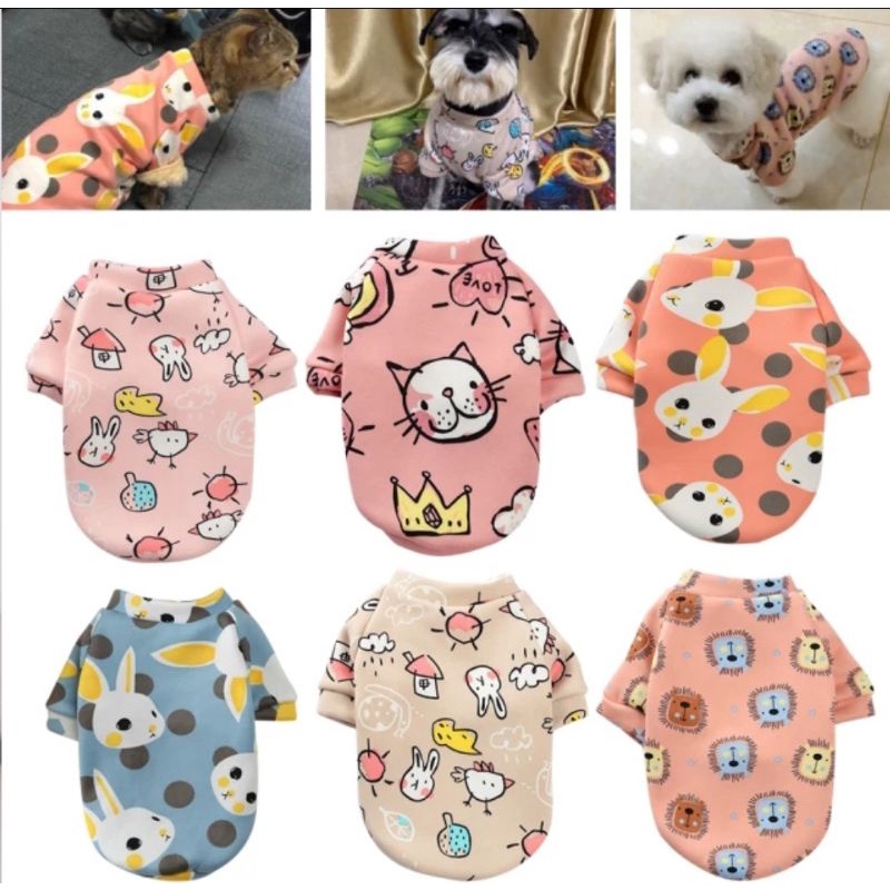 Sweater Hangat Motif Kartun Untuk Anjing / Kucing FEZONE