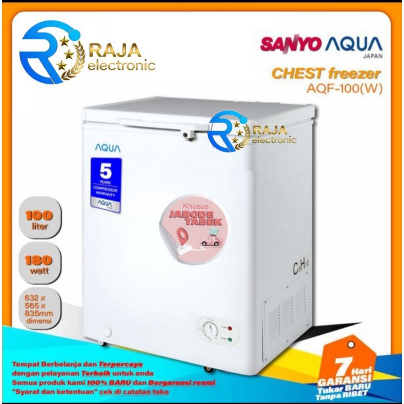 CHEST FREEZER AQUA AQF-100W 100 LITER 100 WATT / FREEZER BOX DAGING FROZEN ES CREAM