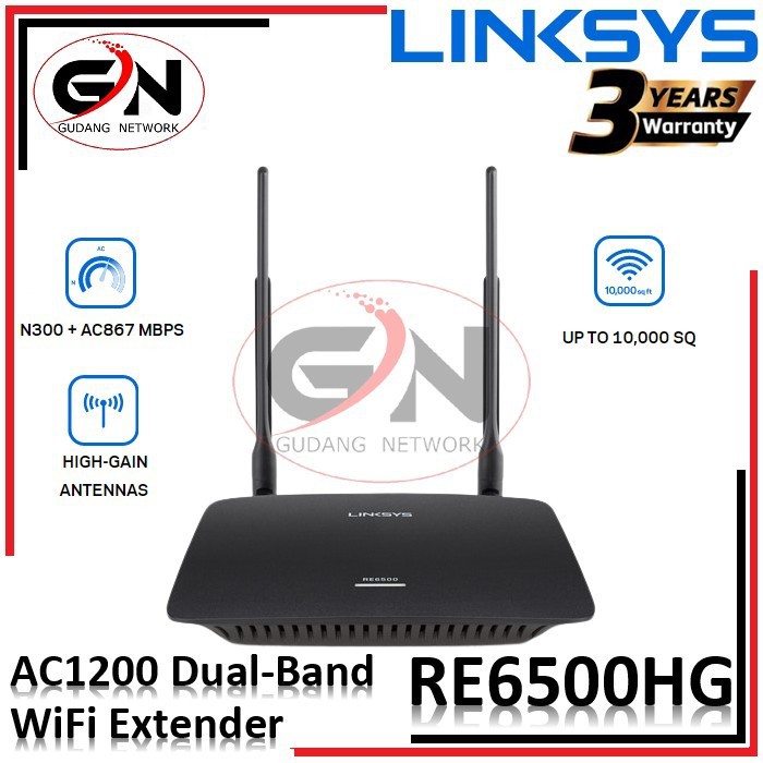 Linksys RE6500HG-AP AC1200 Dual-Band WiFi Extender RE6500