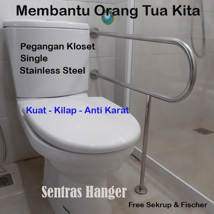 Pegangan Kloset Single, Stainless Steel