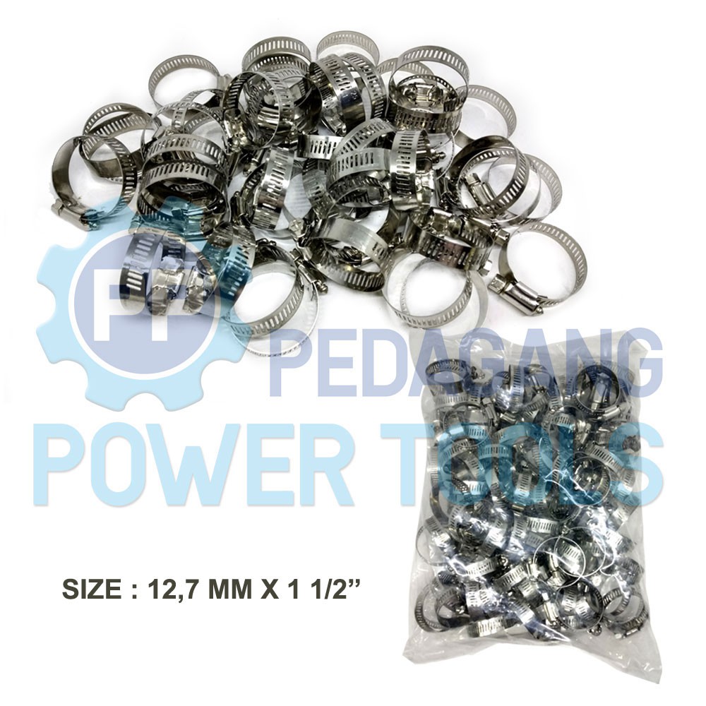 KLEM SELANG BISON 1-1/2&quot; INCH STAINLESS STEEL HOSE CLIPS - ISI 100 PCS