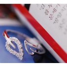 Korea fashion cincin berlian cinta hati cincin cincin berlian imitasi dapat disesuaikan