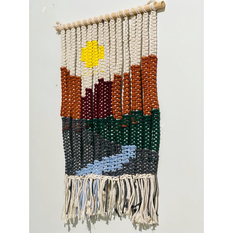 READY STOK) macrame hiasan dinding pemandangan / macrame wall hanging (HD 044)