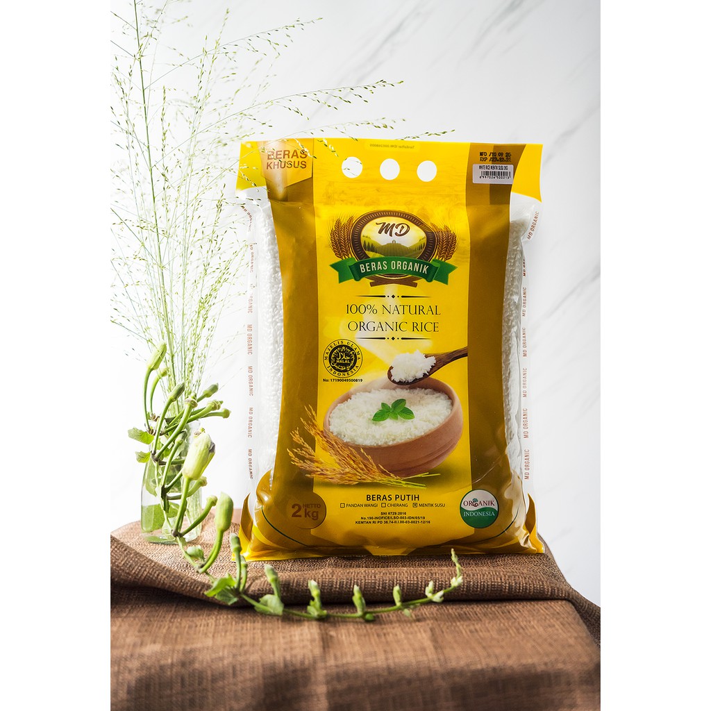 

Beras Organik MD Beras Putih Mentik Susu 2kg / Beras Sehat / Organic Rice