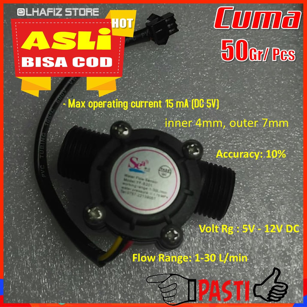 SENSOR  WATER FLOW SEA HIGH PRECISION 1/2" 1/2 inc YF-S201 SESNSOR ALIRAN AIR SEA POM MINI SP005