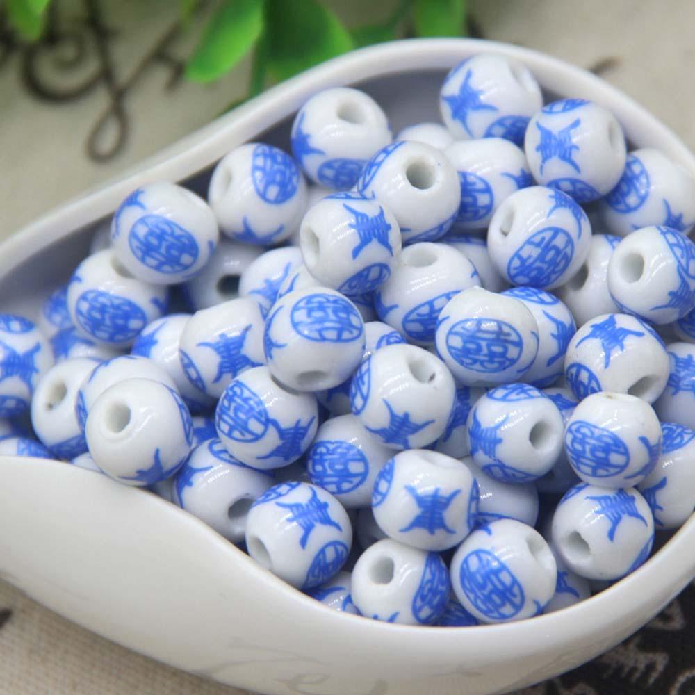 Needway   Manik-Manik Keramik DIY Bulat 10mm 10PCS Untuk Kalung Gelang Temuan Bunga Matahari