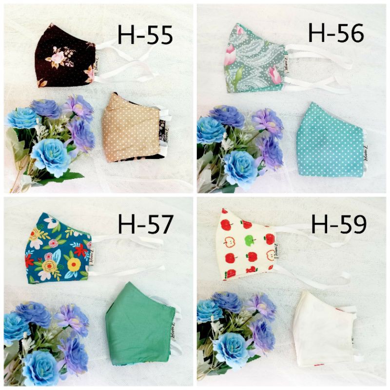 Masker Kain Instant Headloop Bolak Balik | Masker Kain Terlaris | Masker Hijab bisa pilih motif