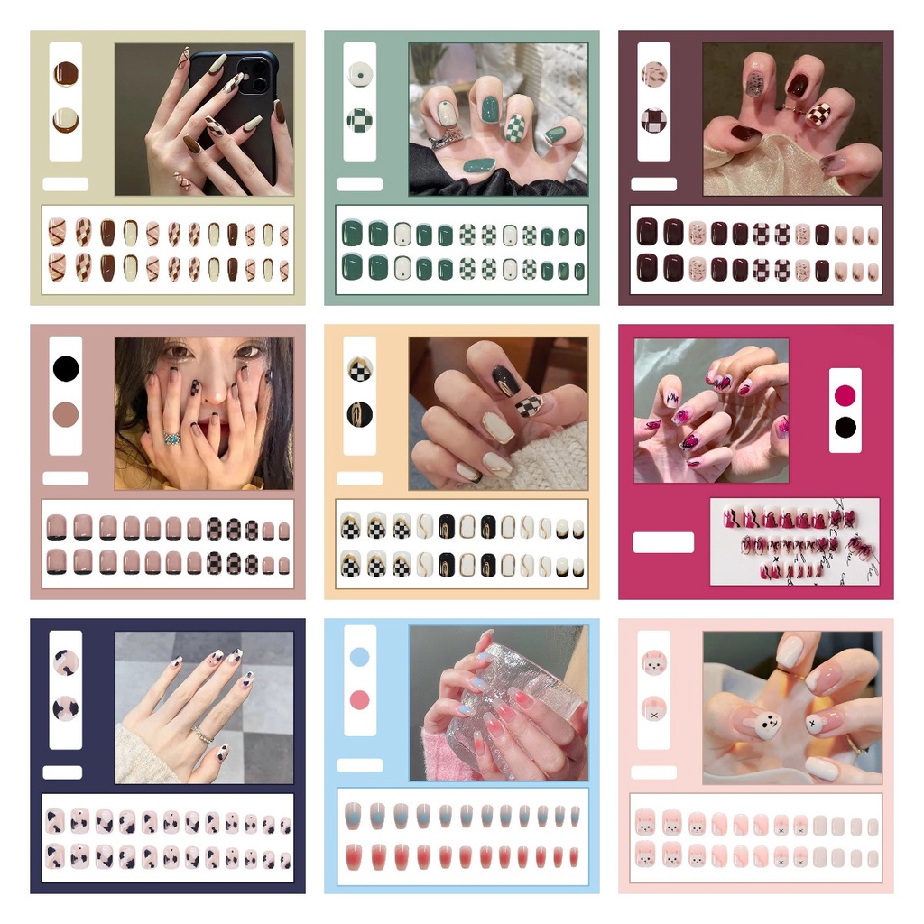 Kuku Palsu Fake Nail 24 Pcs Kemasan Strip Kuku Palsu Baru Fake Nails Kuku Palsu 3d Kuku Palsu Polos French Manicure