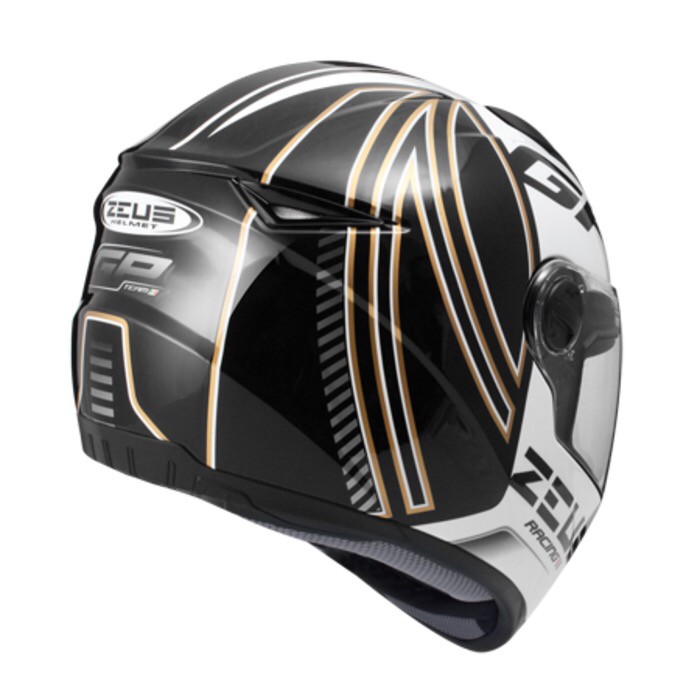 ZEUS 811 Racing black gold white hitam emas putih helm fullface M L XL