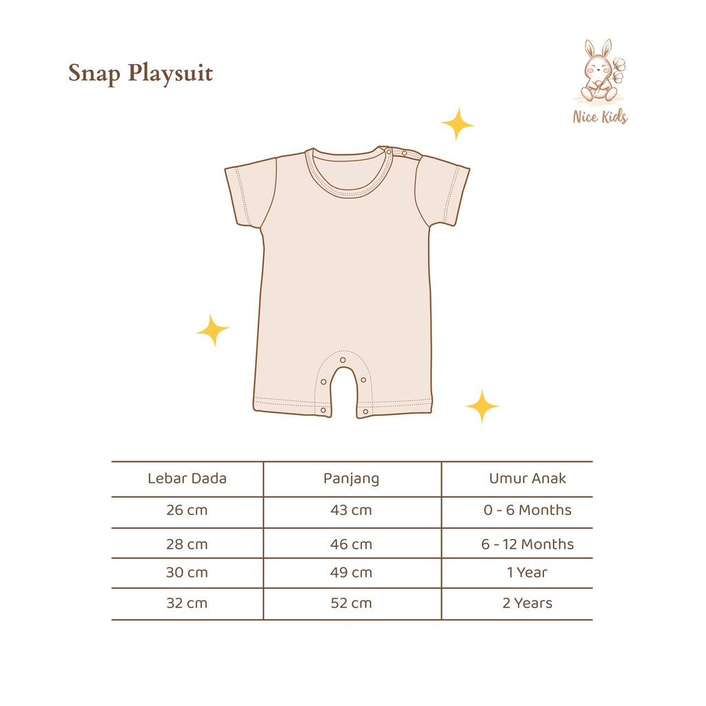 [REJECT SALE] Nice Kids - Snap Playsuit (Baby Playsuit 0-2 Tahun) Jumper Pakaian Bayi Anak Newborn