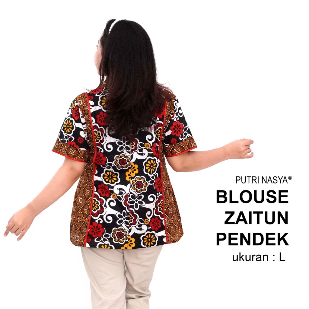 Blouse Big Size Wanita Atasan Batik Jumbo LD 140 Pakaian Atasan Model Blus Pendek Jumbo Seragam Kerja Batik / Blus Kantor Formal S-M-L-XL-2L-3L-4L-5L-6L-7L Bahan Katun / Pakaian Batik Kekinian Model