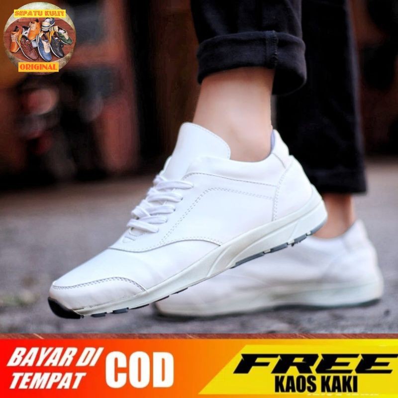 (COD) Sepatu Sneakers Casual Putih White Lari Jogging Sport Running Pria Sneaker Olahraga Putih White Boost