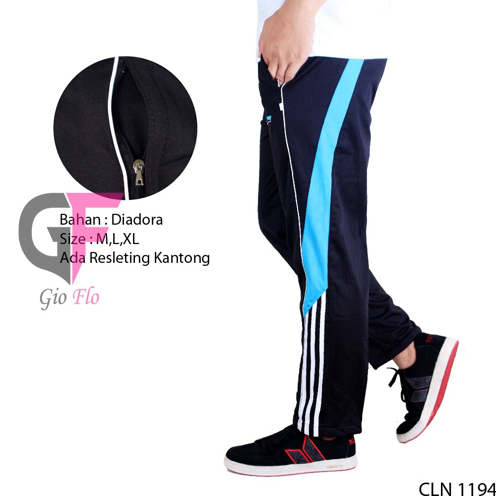 GIOFLO Celana Gym Panjang Olahraga Sport Pria Light Blue / CLN 1194