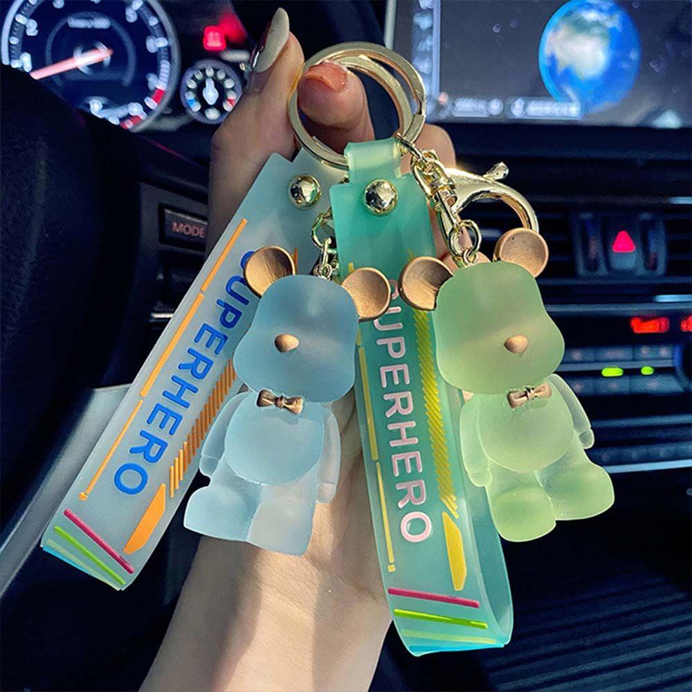 Gantungan Kunci Beruang Agustina Teman Lucu Hadiah Aksesoris Liontin Mobil Charm PVC Key Chain