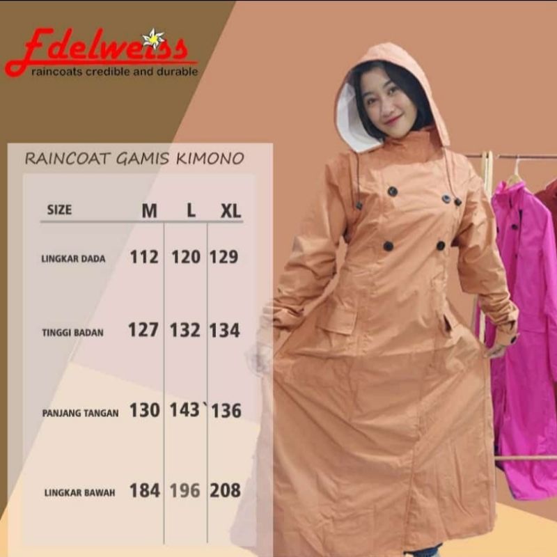 Jas Hujan Edelweiss Gamis Kimono Original