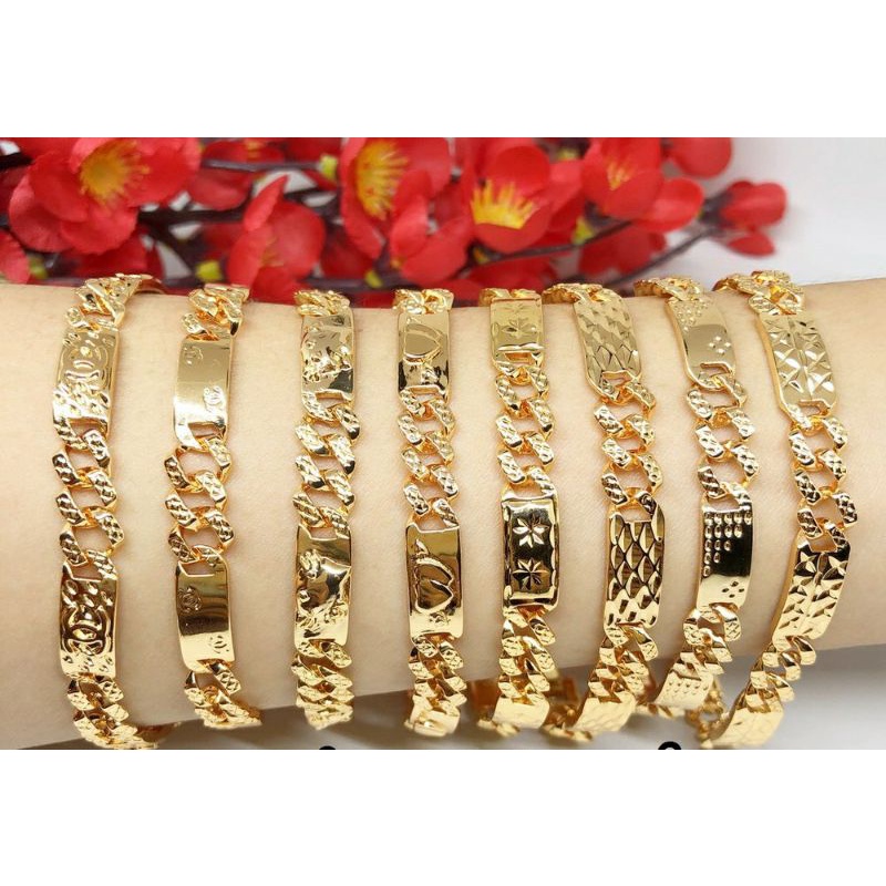 Gelang rante sisik plat Xuping/aksesoris gelang rante sepuh kuat mirip emas asli 18k