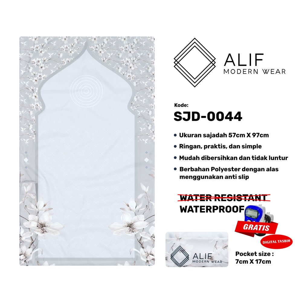 [GRATIS DIGITAL TASBIH] ALIF SAJADAH TRAVEL / SAKU / PORTABLE / WATERPROOF ( ALIF MODERN WEAR SJD-0044 )