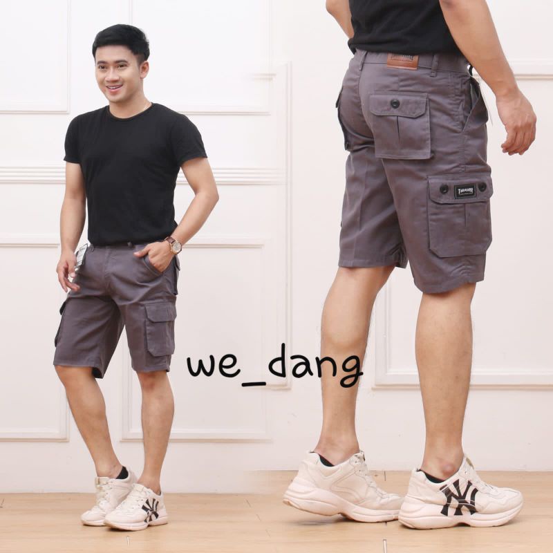 CELANA PENDEK CARGO BAHAN TEBAL ADEM CELANA PENDEK PRIA DEWASA-Grey/abu