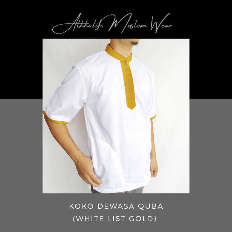 COUPLE Baju Koko Dewasa Quba (Varian White) Berkualitas by Alkhalifi Moslem Wear