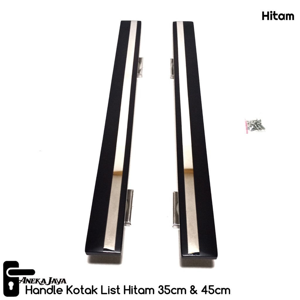 [ Satu set ] Gagang Pintu / Tarikan Pintu Rumah Stainless / body kunci / Handle Pintu Hitam 45 cm