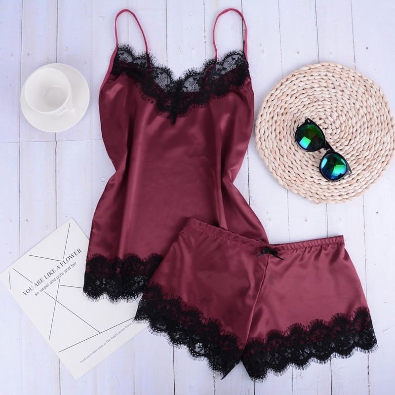 Victoria Lingerie Baju Tidur Wanita Import Sleepwear Bahan Silk Wanita 3049