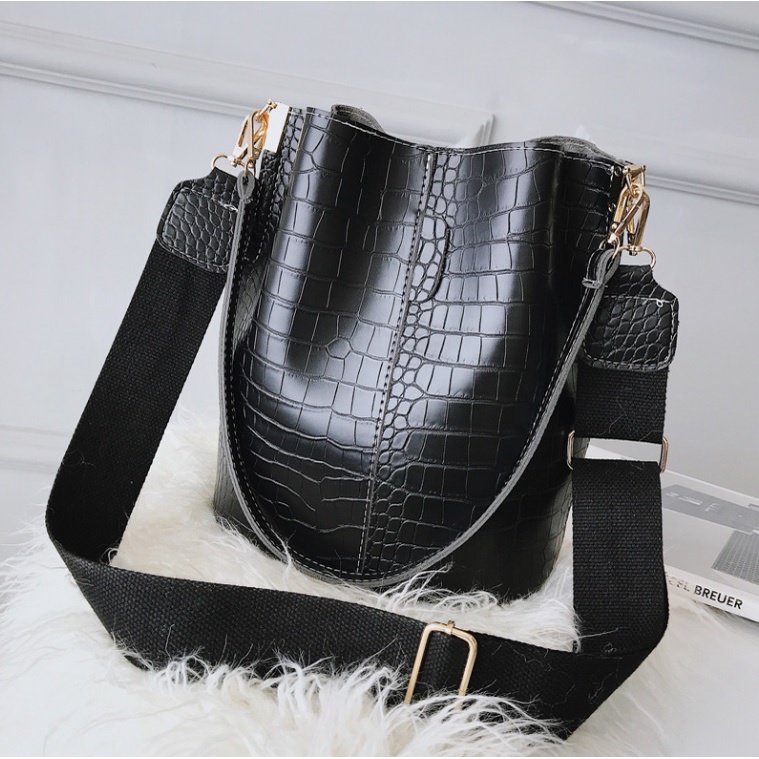 TASHAPPY  GT1967 Tas SELEMPANG Wanita Bucket Polos Croco Ada talpan + talpen model korea supplier tas import