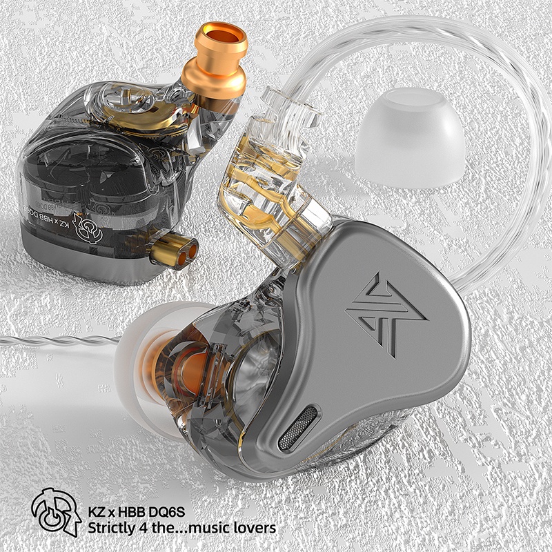 Kz DQ6S Earphone In Ear HIFI 3DD Dynamic Bass Bahan Metal Dengan Kabel 2PIN Bisa Dilepas