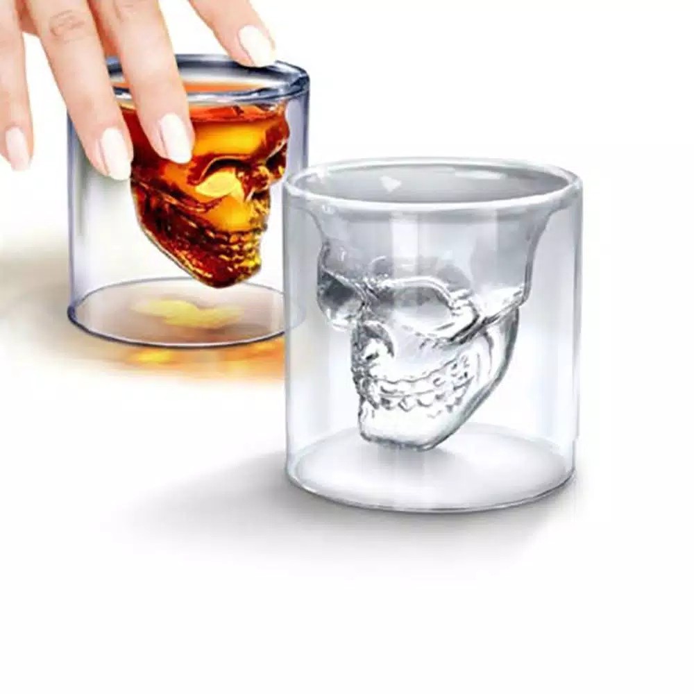 1pcs Gelas Whiskey Vodka Kopi Teh Desain Kepala Tengkorak