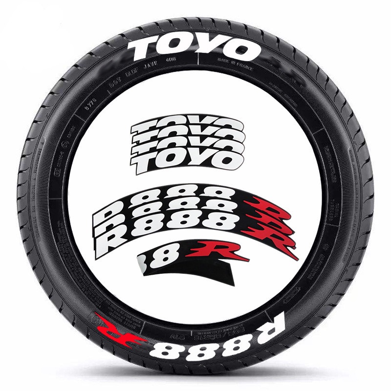 Toyo R888 Sticker Dekorasi Velg Mobil Bahan Karet Anti Air Motif Tulisan Racing 3D