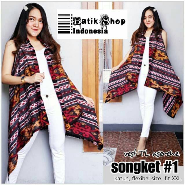 3 Warna Vest TL Aserehe Songket #1 Batik Tenun Luaran Kerja Outerwear Muslim Kardigan Kantoran Casual Cardi