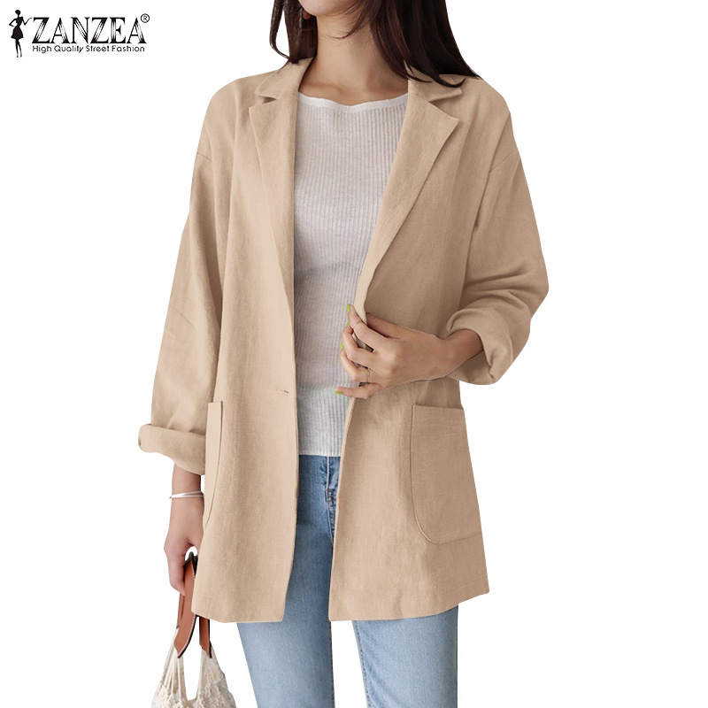 ZANZEA Women Lapel Loose Turn-Down-Collar Long Sleeve Casual Blazer