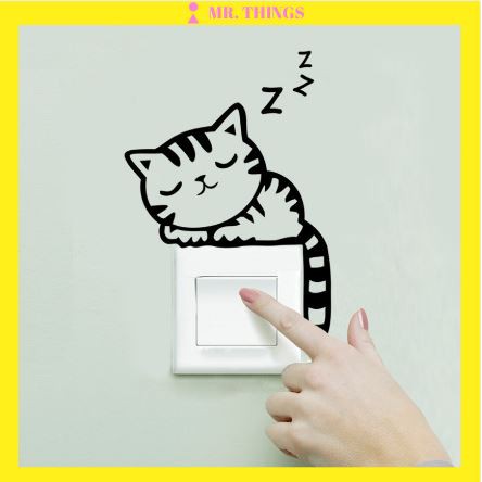 Sticker Wallpaper Dinding Sleeping Cat-sticker dinding-welpaper sticker dinding-sticker dinding