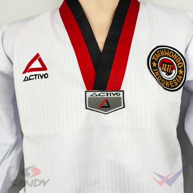 PROMO DOBOK SENDY ACTIVO kerah Poom Seragam taekwondo Kerah merah hitam poom