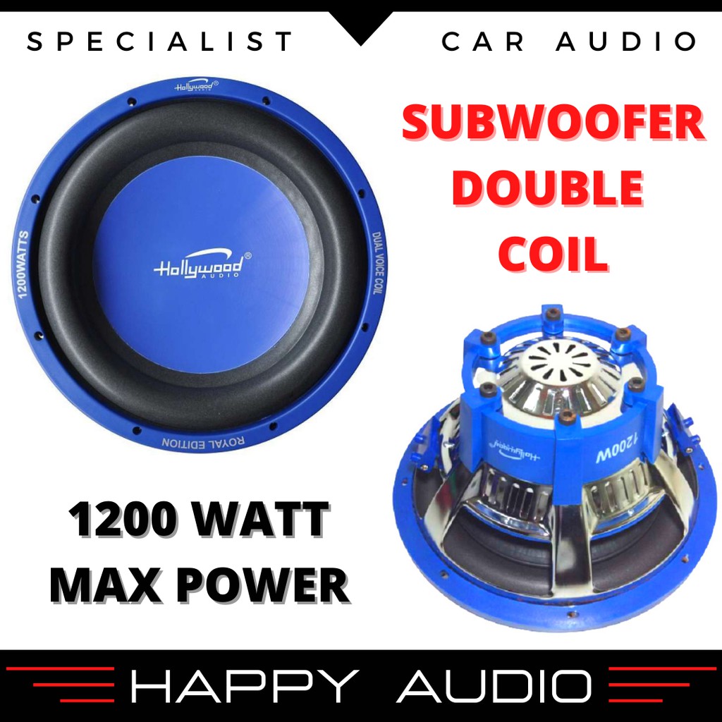 SUBWOOFER MOBIL HOLLYWOOD ROYAL 12 INCH 1200 WATT MAX POWER DOUBLE COIL SUB PASIF 12 INCI BASS DVC