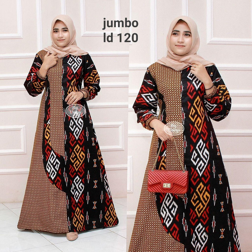 Gamis Batik Jumbo LD 110 Dan LD 120 Bahan Katun Motiv Terbaru Bisa Cod