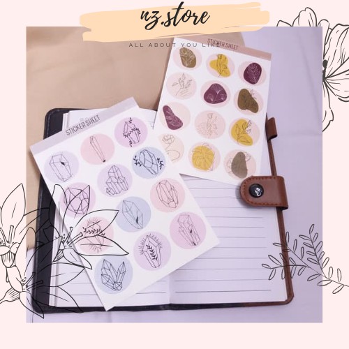 

[naza.id]Sticker Sheet Flower Crystal A6 Sticker Vinyl